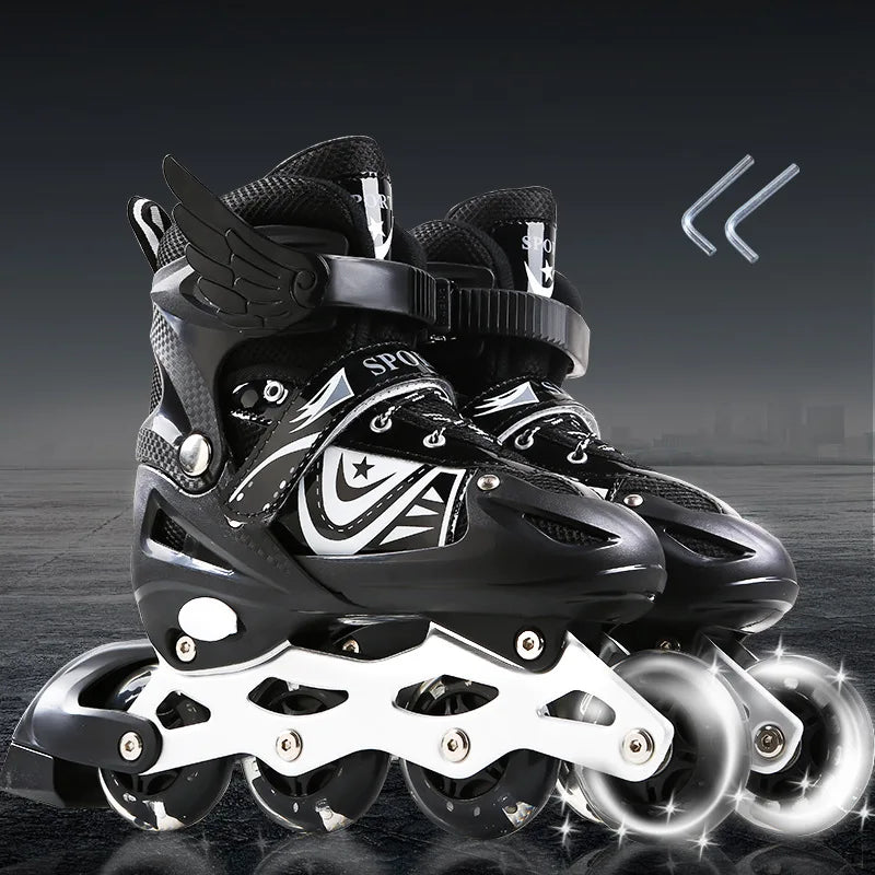 Zapatos de patinaje para niños, patines de ruedas con polea ajustable para hombres y mujeres, con un solo flash
