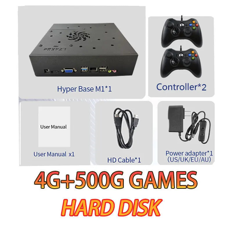 Consola de Juegos X8 Pro Mejorada con Ventilador de Refrigeración Grande, 4GB DDR3, 500GB HDD, Sistema de Juegos HD Estable