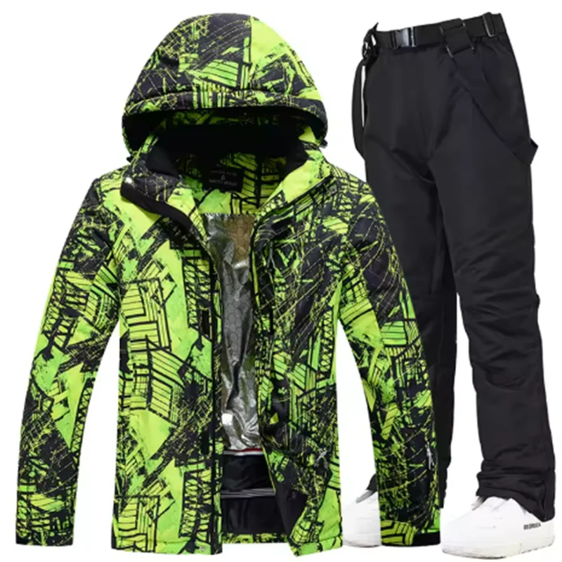 Traje de esquí colorido y cálido para hombre, ropa de snowboard, chaquetas de invierno, pantalones para hombre, ropa impermeable, disfraces de nieve,-30