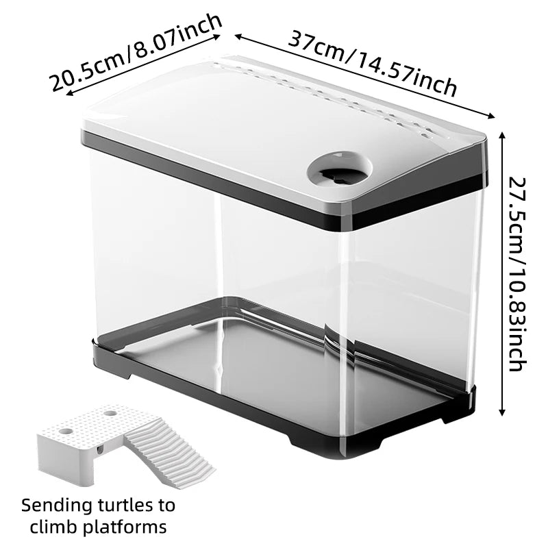 Mini pecera para peces betta, acuario de escritorio ecológico para sala de estar, tanque para mascotas pequeñas, pecera de plástico transparente con tapa