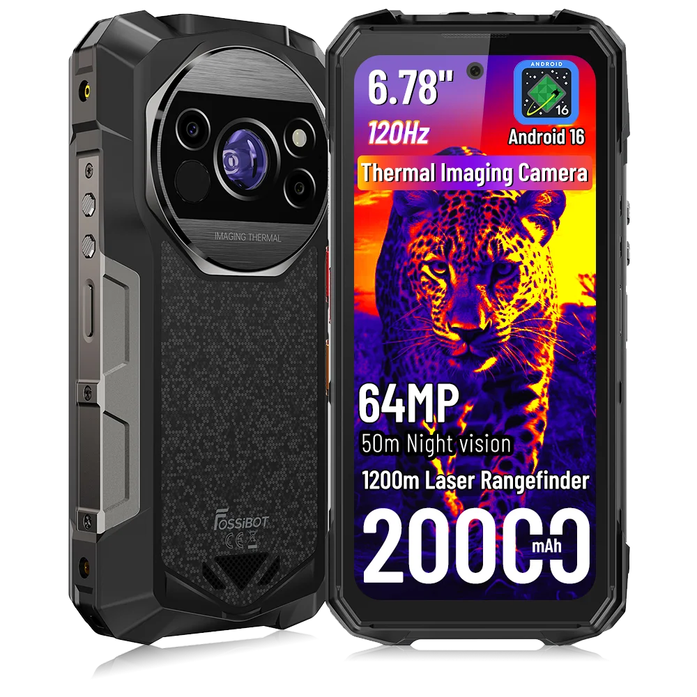 FOSSiBOT F115 Ultra, el primer teléfono resistente con triple visión del mundo, 36 GB (12+24) de RAM + 256 GB, Android 16, 20000 mAh, cámara de visión nocturna de 64 MP