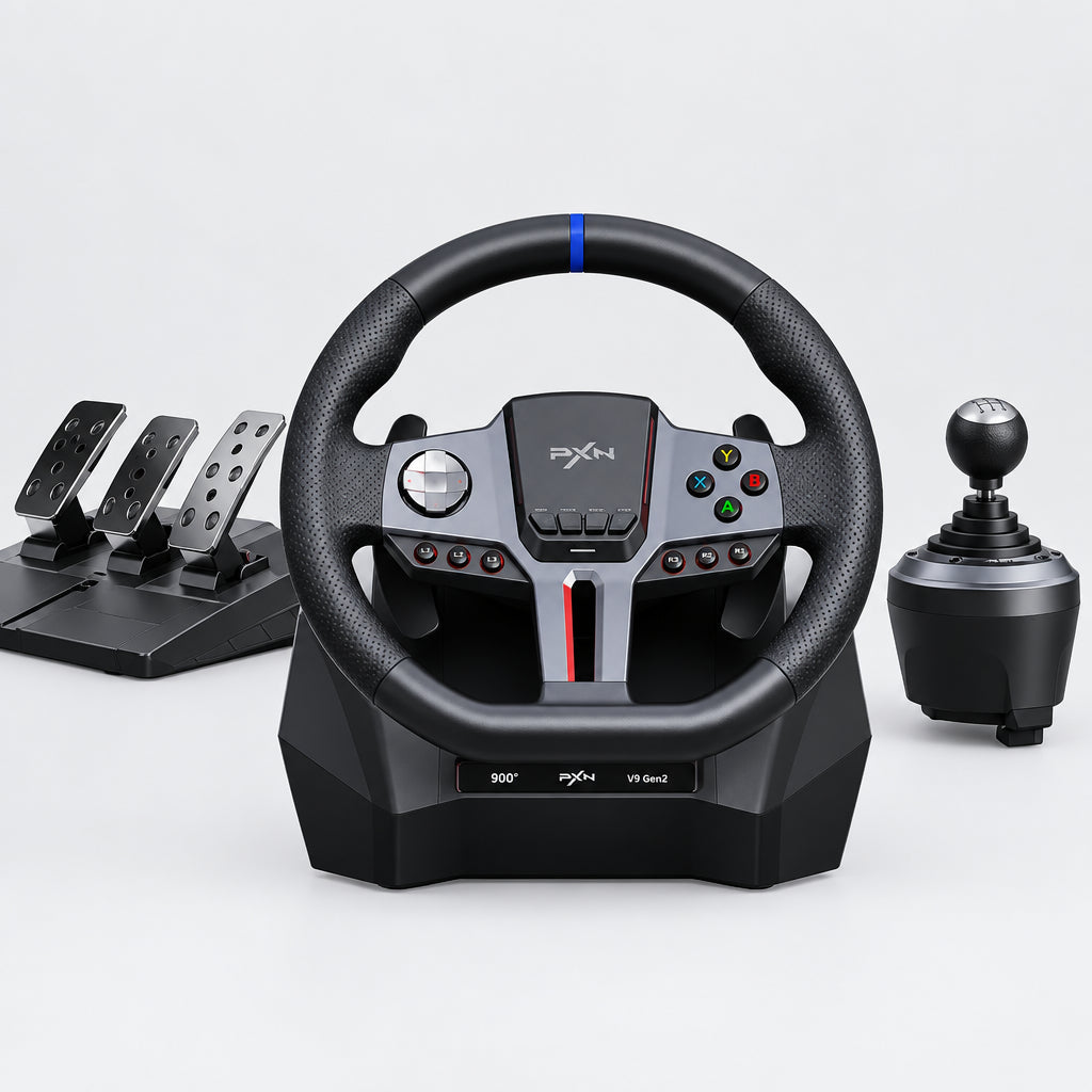 Volante de carreras PXN V9 Gen2 para juegos de 900 grados, simulador de coche, PC, PS4, Switch, simulador de conducción para ordenador, Euro Truck Simulator