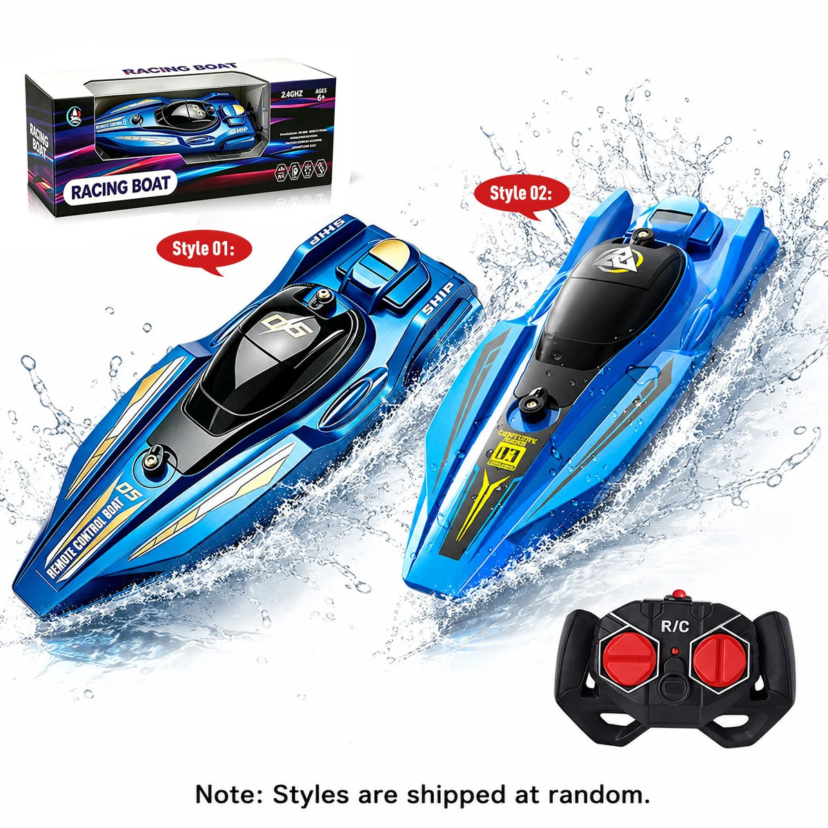 Barco a control remoto de 2.4GHz, 5 velocidades, barco radiocontrol impermeable, lancha rápida a control remoto, juguete de PVC para niños, regalo