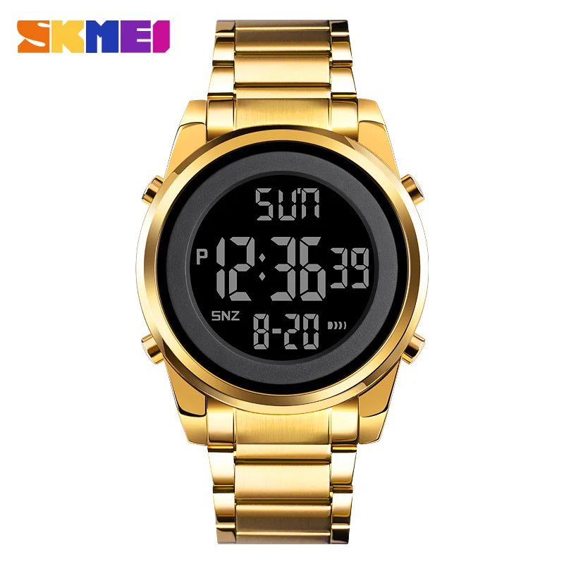 Reloj digital deportivo SKMEI de lujo para hombre, resistente al agua, de acero inoxidable, reloj de pulsera electrónico para caballero, modelo 1611