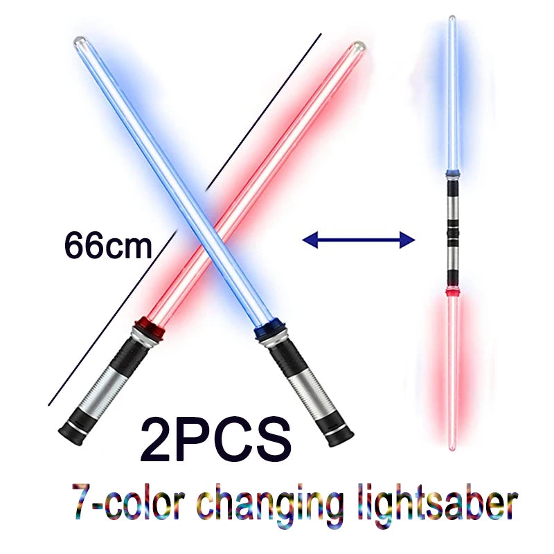 Nuevo sable de luz de 80/66 cm para duelo, espada láser RGB, juguete con 7 colores, sable de luz Force FX para niños, juguete FOC, regalo de espada láser Jedi, 2 unidades
