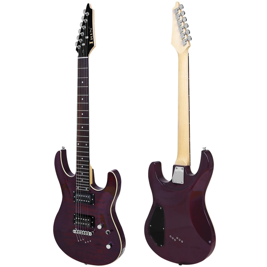 IRIN-guitarra eléctrica morada de 6 cuerdas, tecnología de diapasón de madera, perspectivas, sonido melodioso elegante para guitarra principiante, el mejor regalo