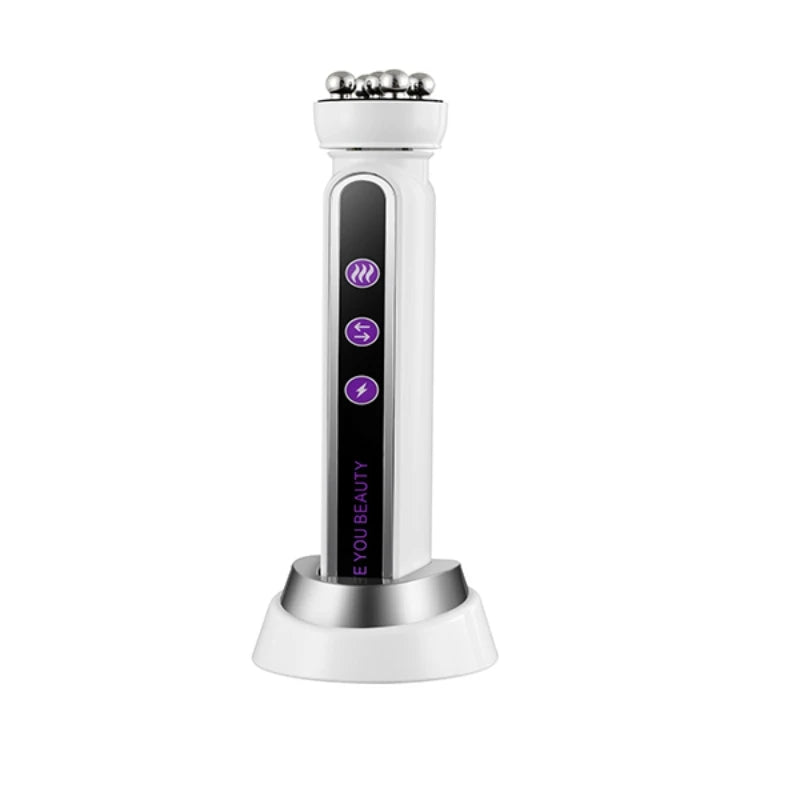 3 en 1 RF Calefacción EMS Facial 360 °   Masajeador de rodillos para levantamiento de líneas FIne, rejuvenecimiento de la piel, máquina de belleza de microcorriente firme