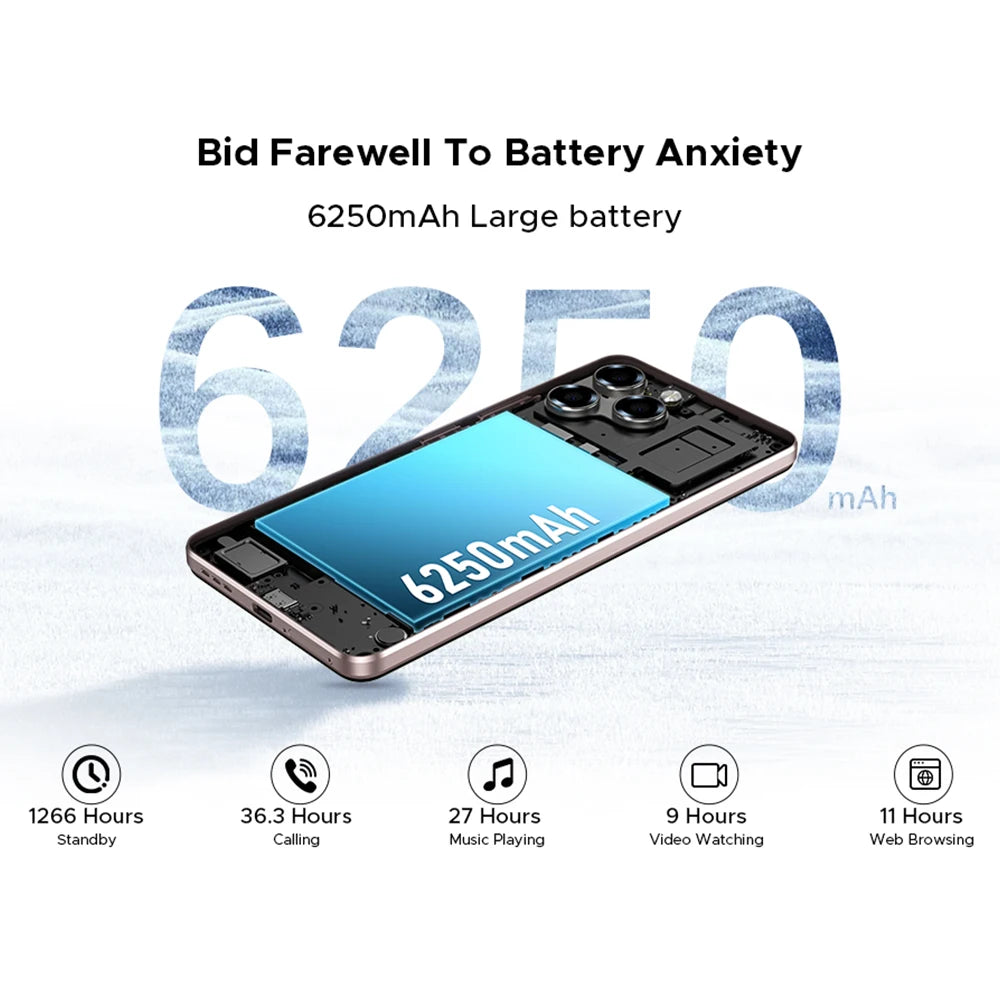 Versión Global DOOGEE Note58 Pro Smartphone Pantalla 6.75" HD+ 32GB(8+24) 256GB Batería 6250mAh NFC Teléfono Móvil Android 15