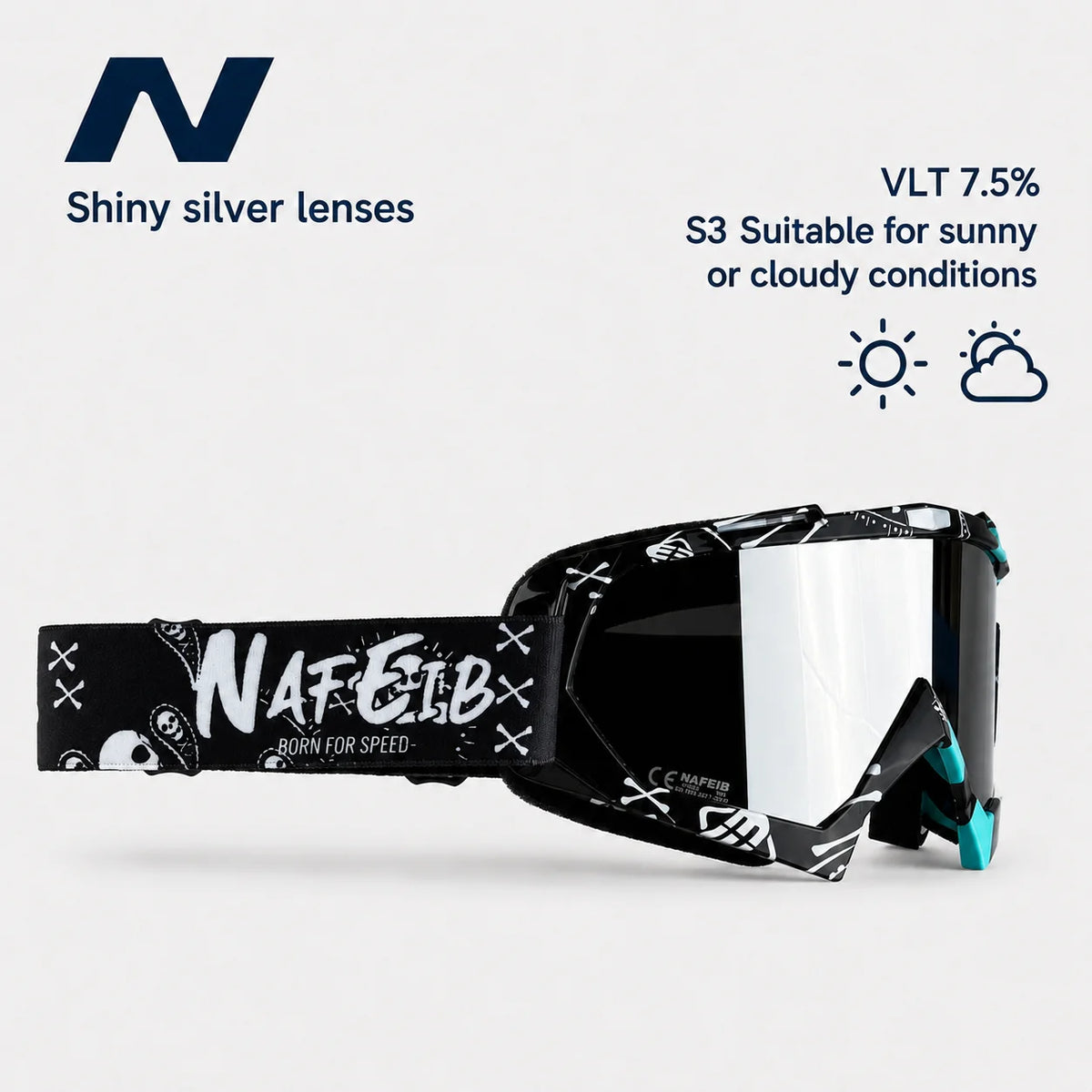 Gafas de Esquí, Aptas para Esquí y Snowboard, Gafas de Motociclismo para Todas las Estaciones, Equipadas con Lentes Anti-UV HD UV400