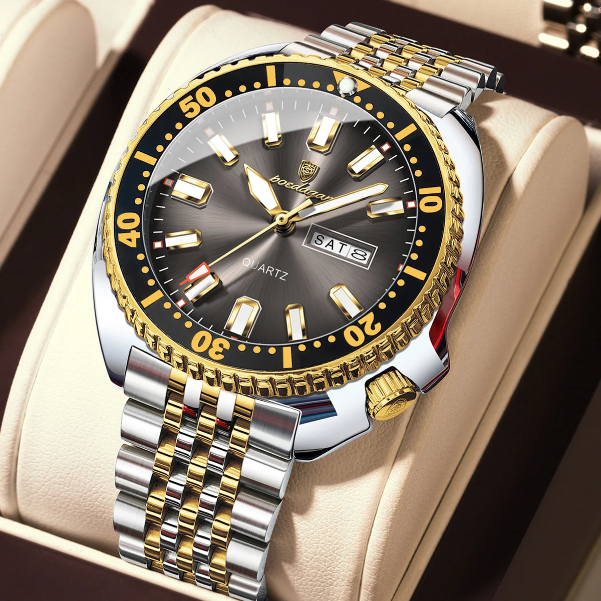 Reloj de cuarzo para hombre POEDAGAR, de lujo, para negocios, con fecha, día, resistente al agua y luminoso, reloj de pulsera deportivo de acero inoxidable