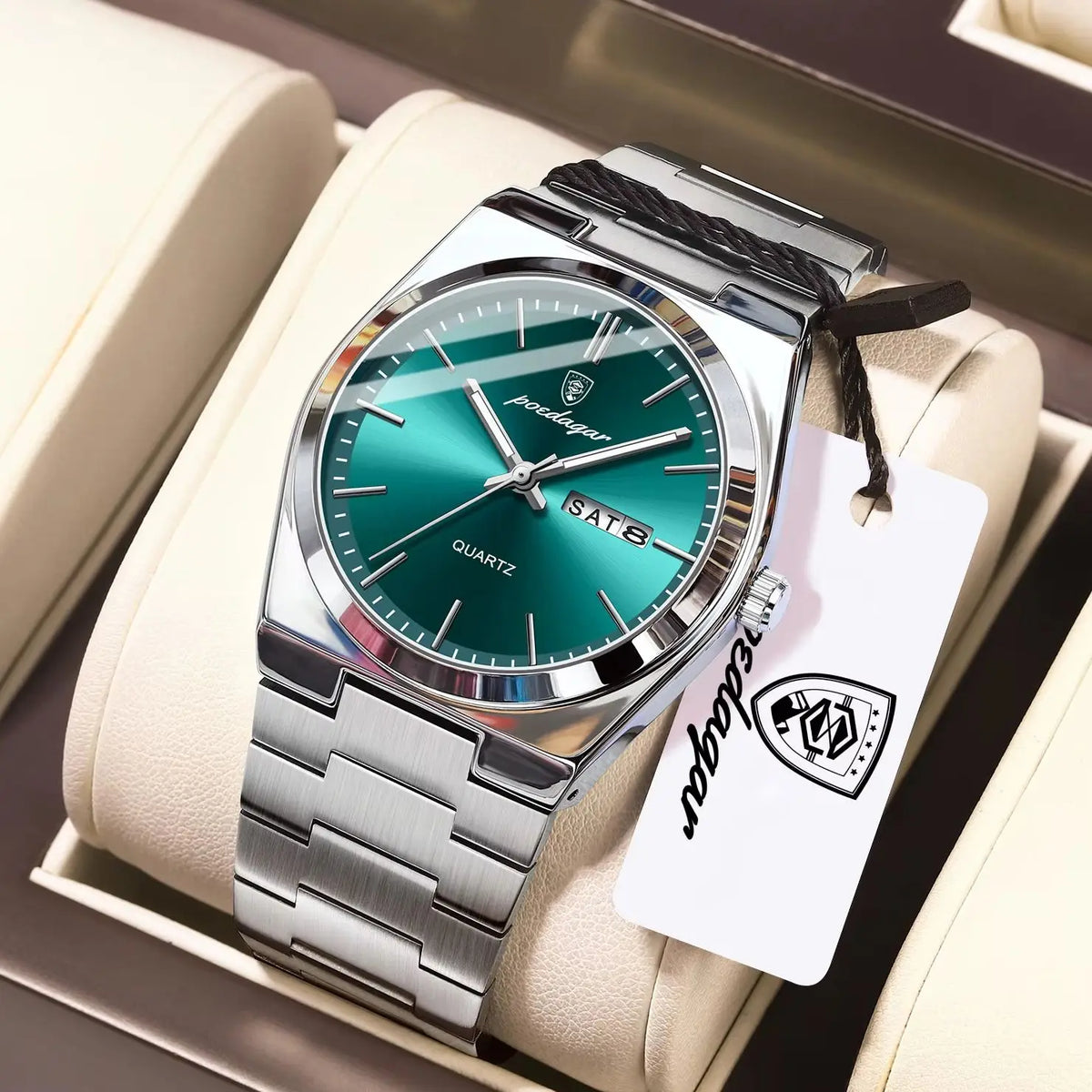 Reloj de pulsera de cuarzo para hombre POEDAGAR, moda de lujo, casual, luminoso, resistente al agua, de acero inoxidable, con indicador de fecha y día
