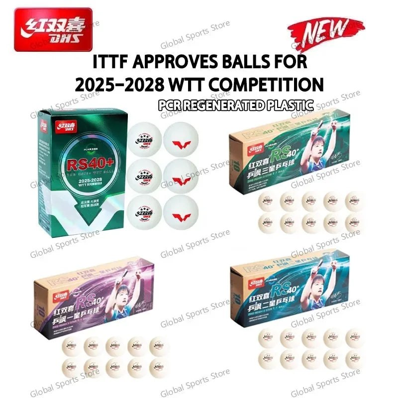Pelotas de Tenis de Mesa DHS Originales, 6/10 Piezas/Caja, Nuevo Material RS40+, Pelota de Ping Pong 2025WTT, Pelotas de Tenis de Mesa de Competición, Pelotas DHS