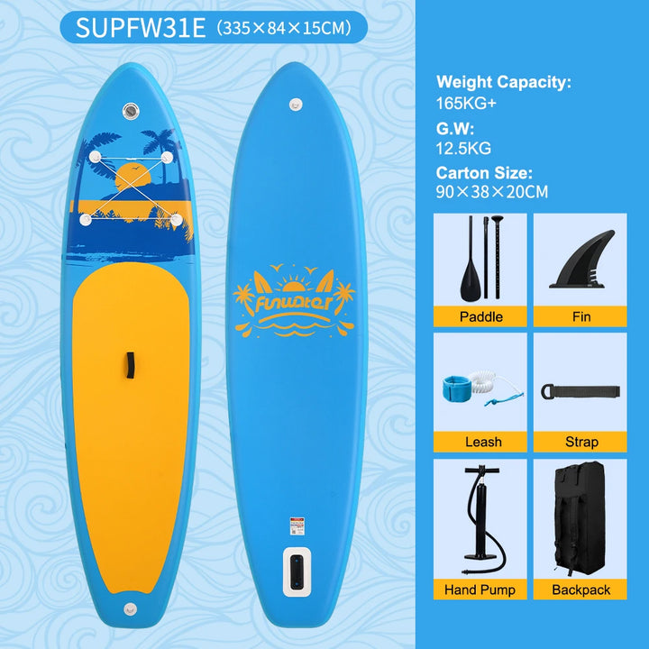 Tabla de Paddle Surf Inflable FunWater, Tabla SUP Antideslizante de 320-385CM con Accesorios, Tabla de Paddle Inflable para Adultos, Surf, Yoga, Pesca, Turismo, Lago, Río y Océano