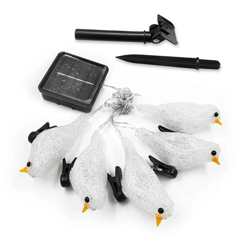 Waterproof Acrylic BirdGarland Lights5 LEDs USB Battery, Solar Powered, FairyLamp for Garden Landscape, Tree Decoration, Lantern