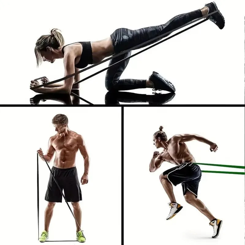 Juego de 4 Bandas de Resistencia de Látex TPE para Yoga, Fitness, Entrenamiento de Tensión, Bandas Elásticas para Ejercicios de Resistencia con Peso