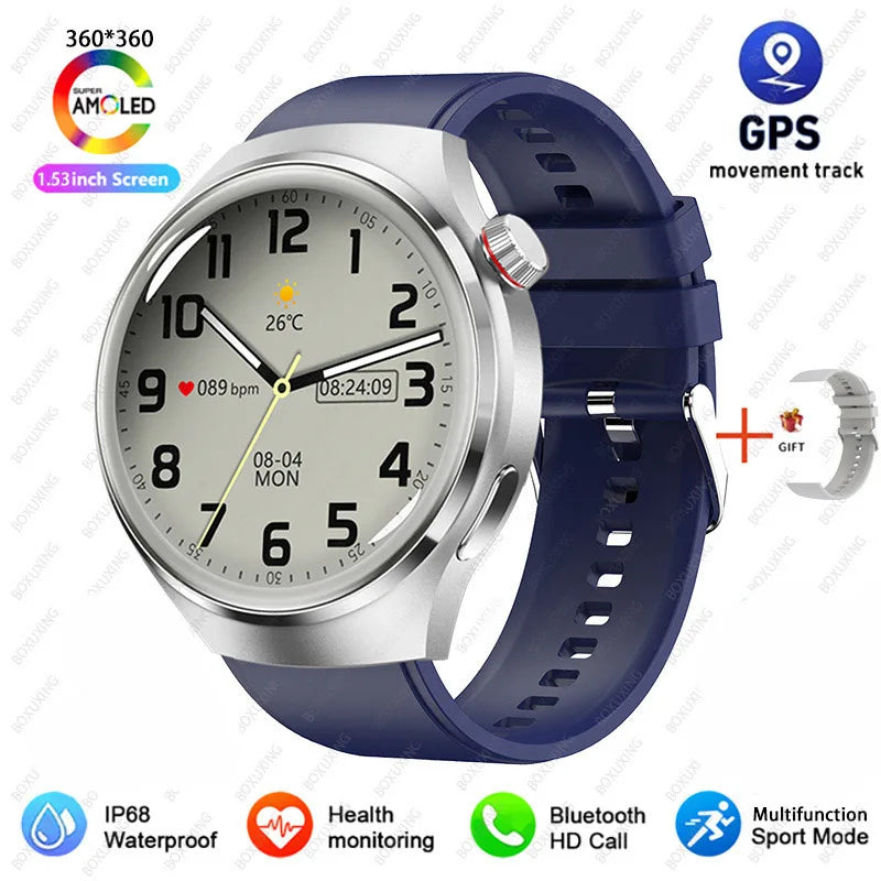 Reloj inteligente 2026 New Watch 4 Pro GPS para hombre, pantalla AMOLED 360*360, frecuencia cardíaca, llamada Bluetooth, resistente al agua IP68, smartwatch deportivo para hombre