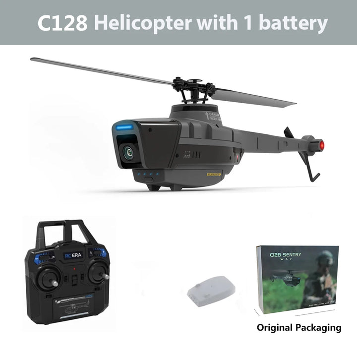 C128 2,4G RC helicóptero 4 hélices 720P cámara 6 ejes giroscopio electrónico presión de aire para altura Vs C127 C186 RC Drone