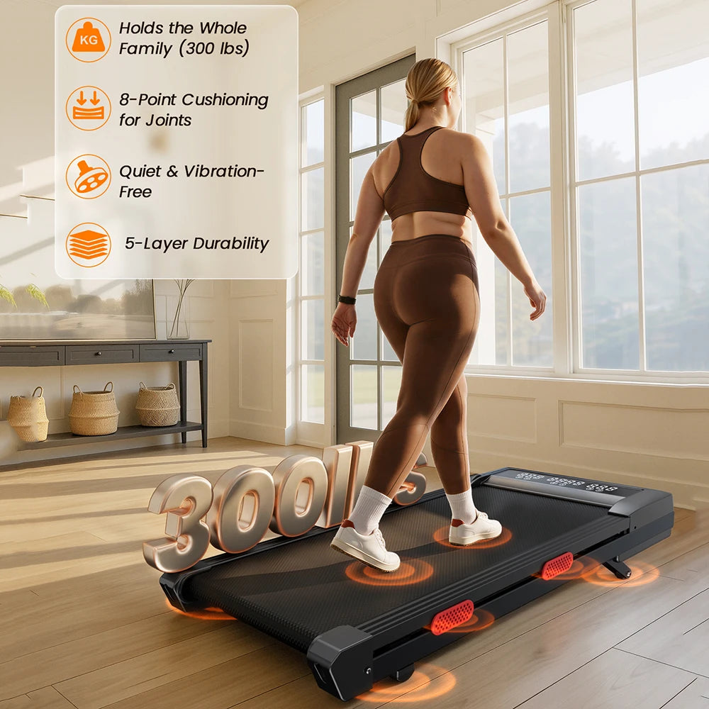 Caminadora Plegable MJWW con Inclinación del 9%, Velocidad de 3.8 mph/6 km/h, Pantalla LCD, Monitoreo por Aplicación, Motor de 3.0 HP, Máquina de Ejercicio para el Hogar