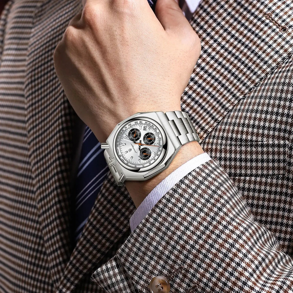 POEDAGAR Functional Male Wristwatch Luminous Waterproof Stainless Steel Classic Men Watch Date Chronograph Men's Quartz Watches
