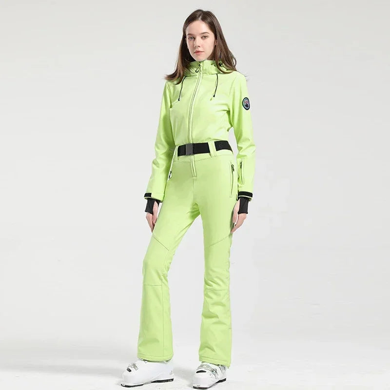 Traje de esquí ajustado para mujer, mono Cálido impermeable a prueba de viento, conjunto de esquí de una pieza, ropa de invierno, chaqueta de Snowboard, monos, 2025