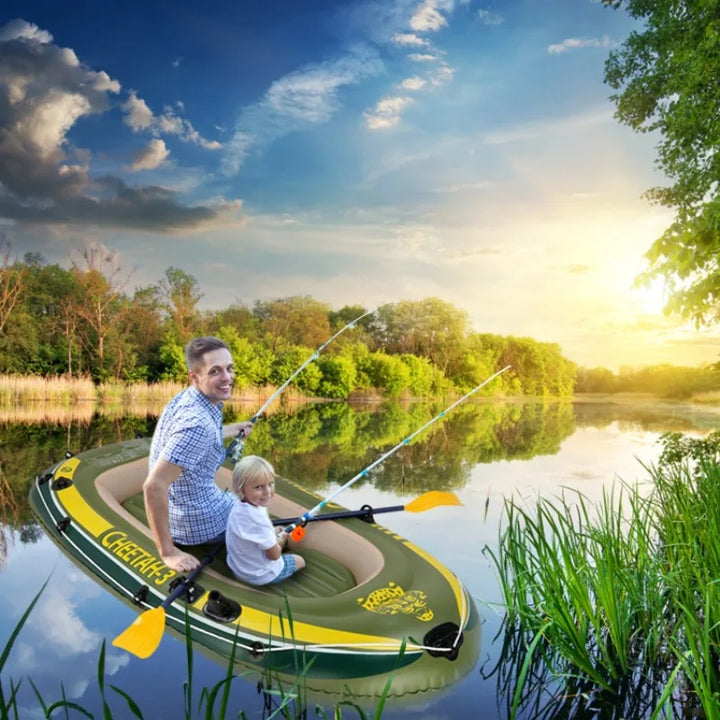 Kayak Inflable Resistente para 2 Personas con Remos de Aluminio y Bomba de Aire, Bote de Pesca de PVC Resistente a Pinchazos para Lago y Río