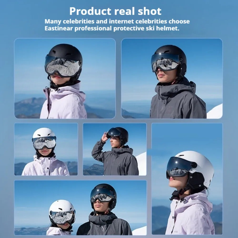 Casco de esquí para hombre, gafas de nieve en uno, casco de esquí antiimpacto para mujeres adultas, esquí, monopatín, Snowboard, casco de seguridad para mujer y hombre