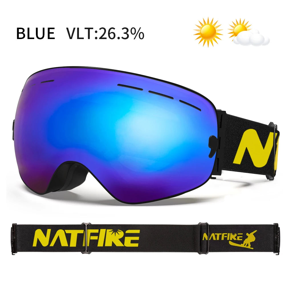 Gafas de esquí de Snowboard para hombres y mujeres, protección UV400, gafas de esquí antiniebla, máscara de esquí, gafas de nieve de cara grande, gafas de esquí