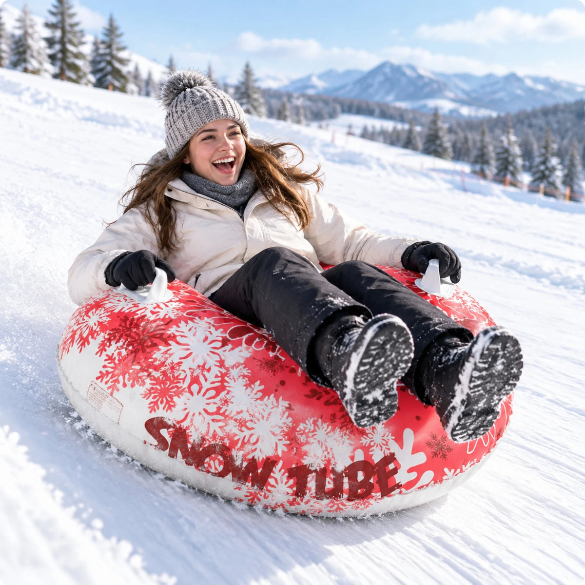 Tubo de nieve redondo con asiento elevado, ligero, inflable, trineo de nieve portátil, juguete de invierno, impermeable, para adultos.