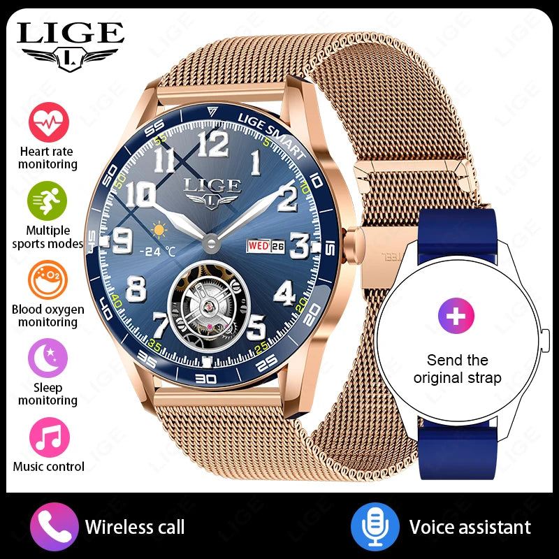 LIGE 2026 New Smartwatch Men 1.38" HD Bluetooth Call Heart Rate Monitor Waterproof Sport Smart Watch Women For Android iOS Phone