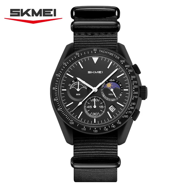 Reloj cronógrafo de cuarzo SKMEI 9392 para hombre y mujer, con fecha, resistente al agua 30M, reloj de pulsera deportivo, reloj de moda con correa de nailon, regalo, Reloj Mujer
