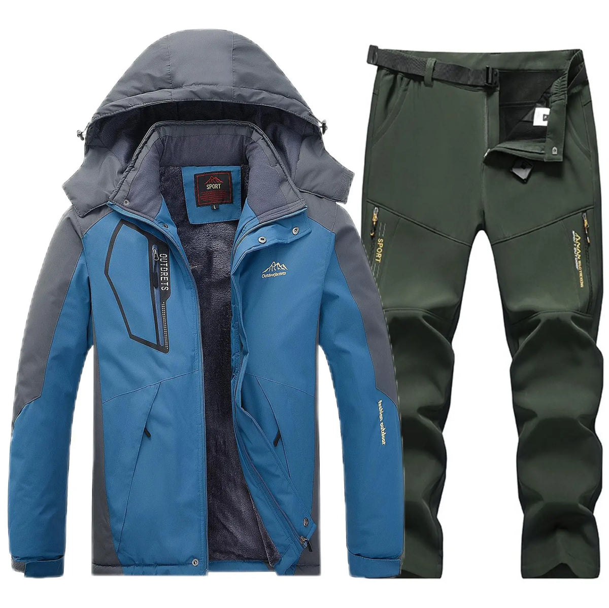Traje de esquí de lana gruesa y cálida para hombre, impermeable, a prueba de viento, conjunto de chaqueta y pantalones para snowboard, traje de esquí para nieve de invierno al aire libre