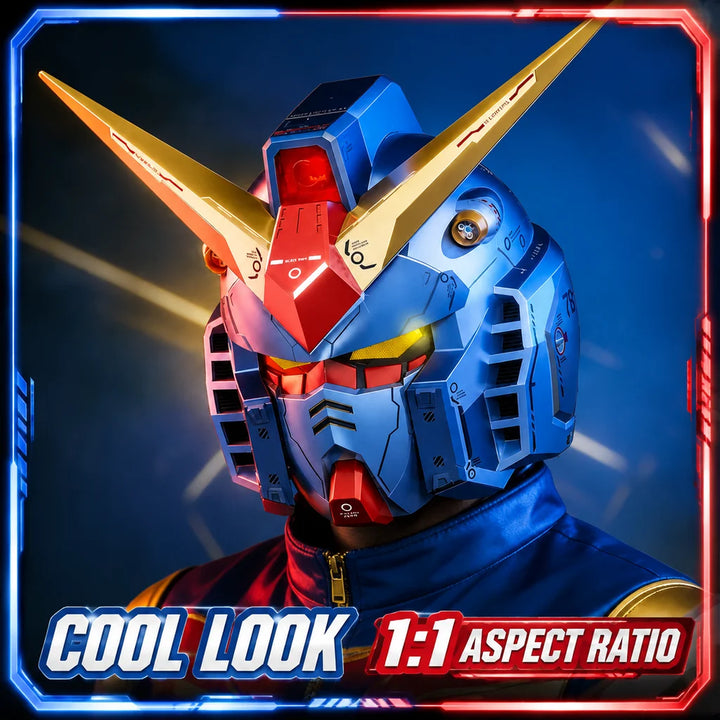 Vol.1 Casco RX-78-02 Cyberpunk 1:1, Máscara de Robot Mecánico con Luz y Control Táctil, Disfraz de Cosplay, Juguete de Halloween para Niños, Regalo