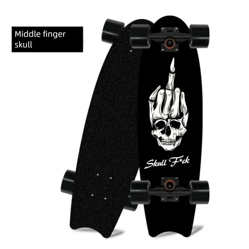 Patineta de madera de arce con cuatro ruedas y diseño de cola de pez, ideal para principiantes, para desplazarse y practicar patinaje urbano.