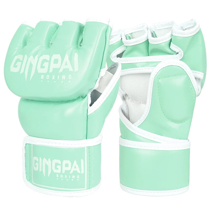 Nuevos guantes MMA de lucha de medio dedo, saco de boxeo de PU, guantes de boxeo de cuero PU de alta calidad, guantes de competición de media lucha MMA
