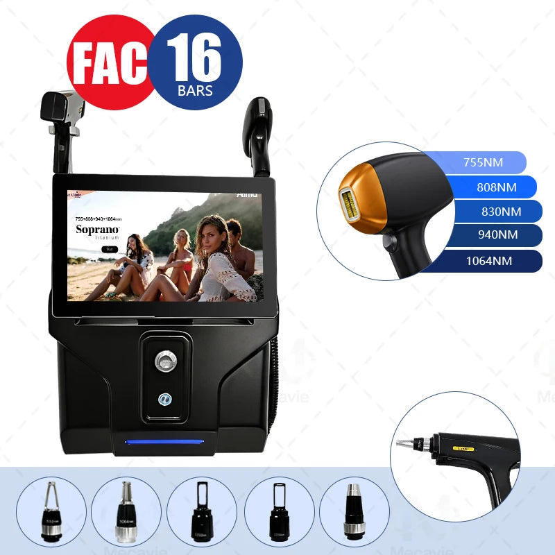 Máquina de Depilación Láser de 5 Longitudes de Onda 2026, Diodo 2 en 1 808nm 5000w, Máquina ND:YAG Pico Q Switch, Máquina de Depilación Indolora, Cuidado de la Piel