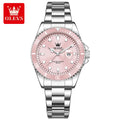 Relojes de cuarzo de lujo OLEVS para mujer, correa de acero, resistentes al agua, luminosos, relojes originales de marca superior para mujer, relojes elegantes para dama
