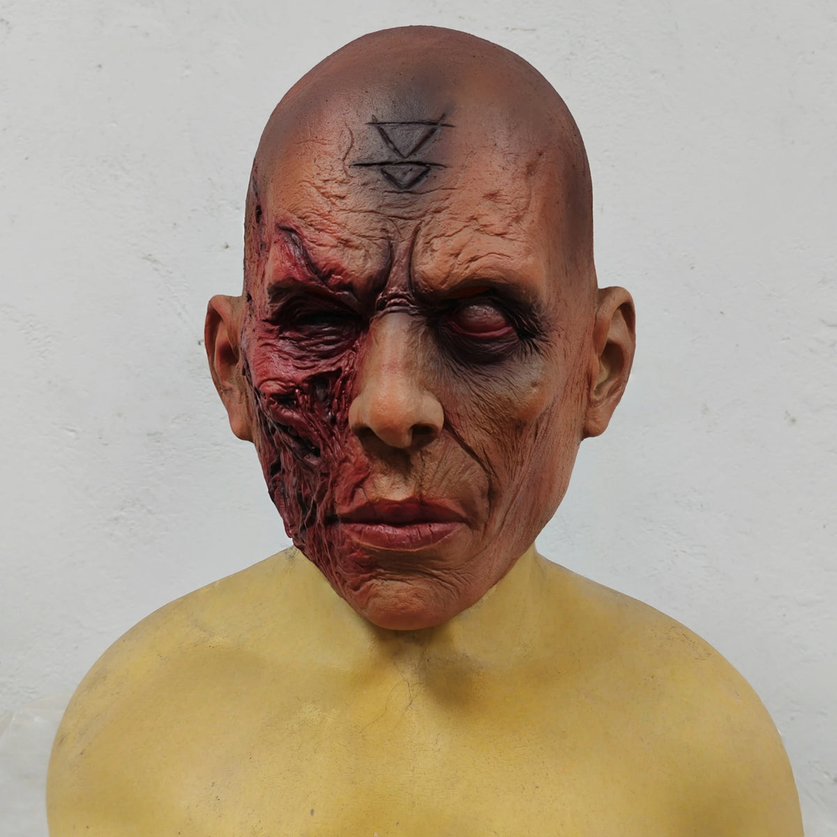 Máscara de Zombi Maldito de Media Cara, Látex Realista, Máscara de Terror Aterradora, Accesorios para Fiesta de Halloween y Cosplay, Máscaras de Demonio Podridas de Cara Dividida para Adultos