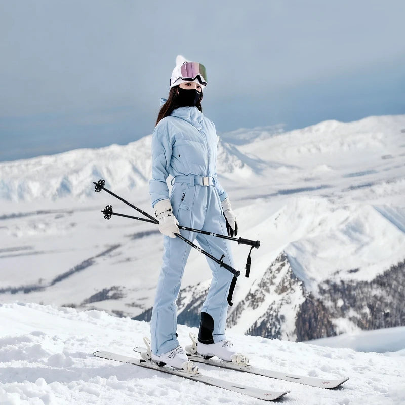 Nuevos Conjuntos de Esquí para Mujer 2026: Monos de Nieve Impermeables, Cortavientos y Cálidos para Deportes al Aire Libre, Transpirables, Sólidos y con Capucha