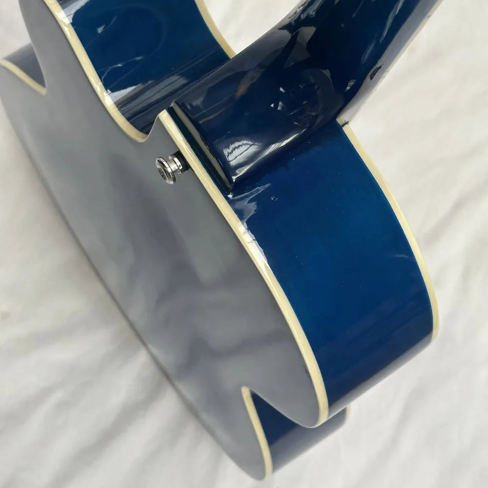 Guitarra eléctrica GRTCH azul con respaldo de palisandro/cuerpo semihueco lateral, herrajes cromados, envío rápido