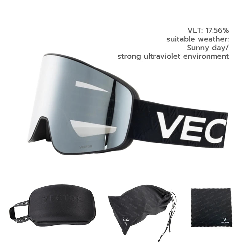 Gafas de Esquí VECTOR de Doble Capa Antivaho con Absorción Magnética, Cilíndricas, UV400, para Hombre y Mujer, Gafas de Snowboard POC