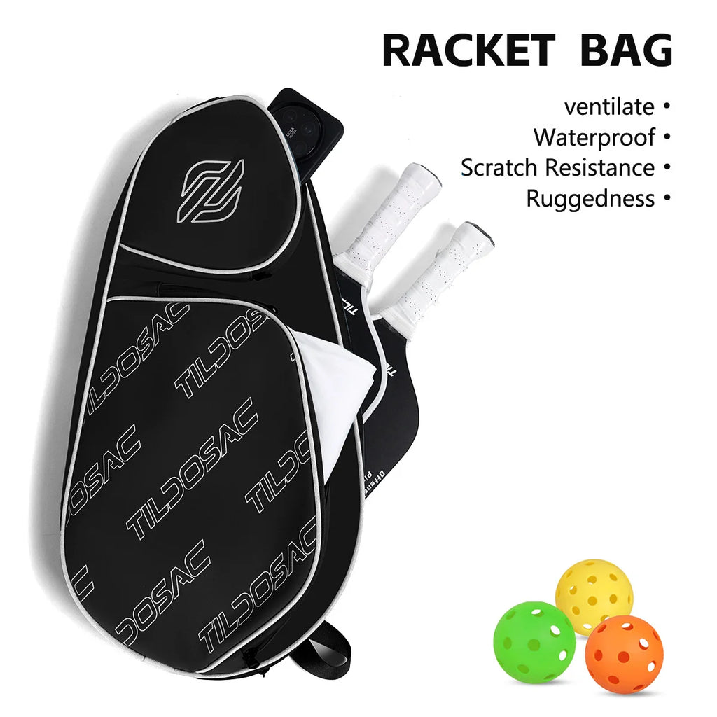 Funda impermeable para raqueta de pádel, bolso de tenis con asa para llevar al hombro, adecuada para diversos tipos de raquetas de tenis, con superficie suave y fabricada con fibra de carbono y EVA.