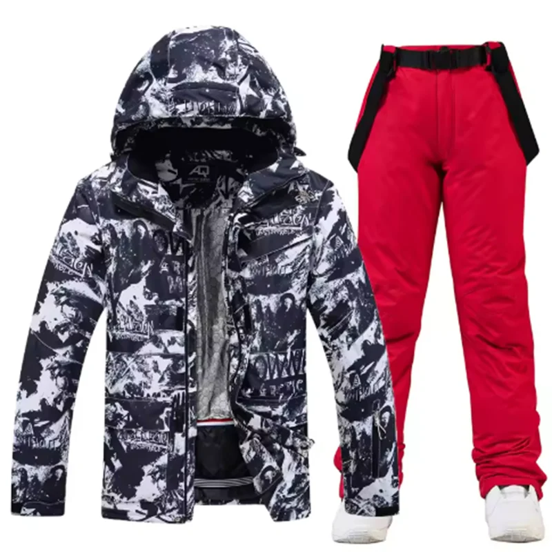 Traje de esquí colorido y cálido para hombre, ropa de snowboard, chaquetas de invierno, pantalones para hombre, ropa impermeable, disfraces de nieve,-30