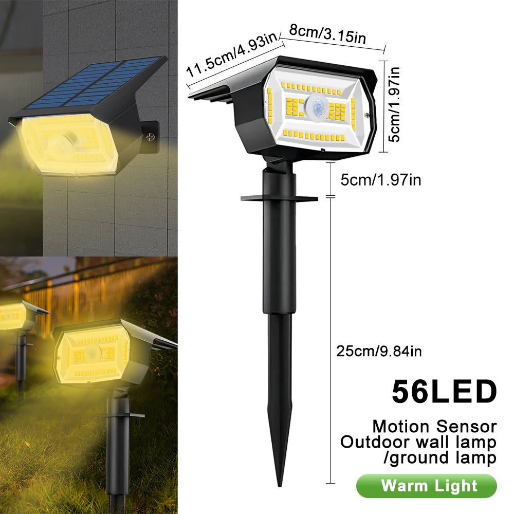 Luces solares LED de paisaje de 72/68 focos, impermeables IP65 para exteriores, con 3 modos, foco solar de jardín para patio, césped y camino