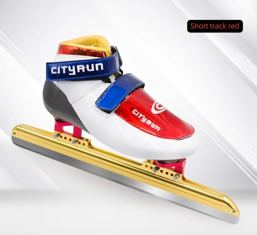 Patines de Hielo Profesionales Unisex para Competición de Velocidad en Pista Corta, Zapatos de Patinaje para Pista Principal