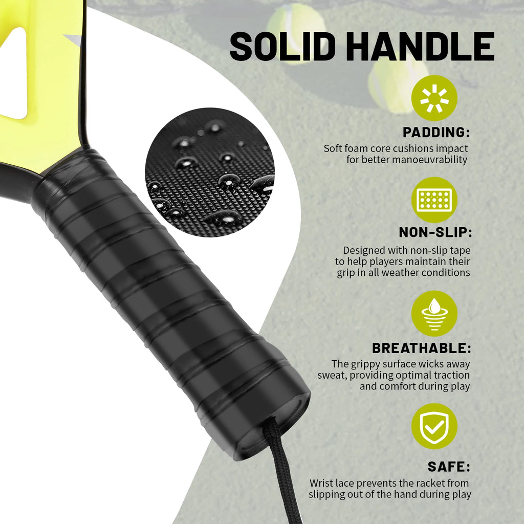 Raqueta de Pádel Hikeen de Fibra de Carbono y Vidrio con Núcleo de Espuma EVA, Raqueta de Pádel Bien Equilibrada para Principiantes y Jugadores Intermedios