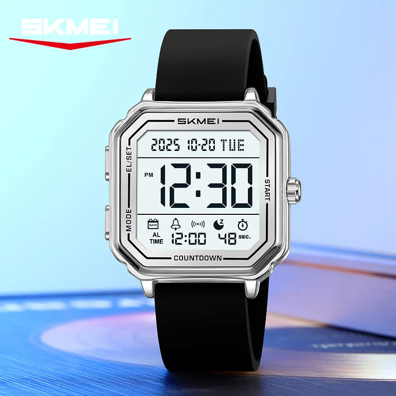 SKMEI 2559 Reloj deportivo de negocios casual con pantalla retroiluminada para hombre, cronógrafo digital, doble zona horaria, reloj de pulsera para hombre