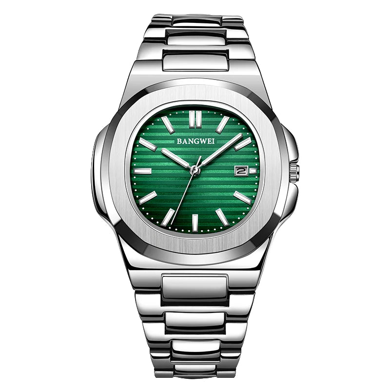 Reloj de lujo para hombre BANGWEI, reloj de cuarzo informal de moda LIGE, reloj de acero luminoso resistente al agua, regalo para hombre + caja