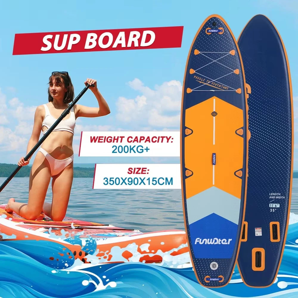Tabla de Paddle Inflable Ultraligera Funwater SUPFW43B 350*90*15, para Entretenimiento, Yoga, Pesca, Surf para Adultos, Antideslizante