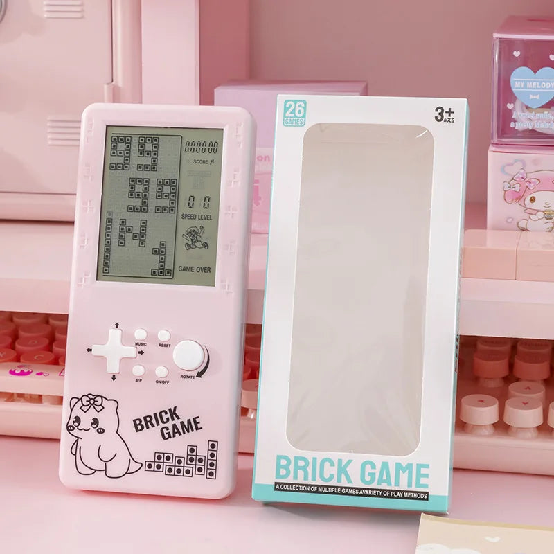 Consola de juegos electrónica portátil con pantalla de 4 pulgadas, reproductor de juegos Tetris retro en blanco y negro, dispositivo de juegos casual nostálgico