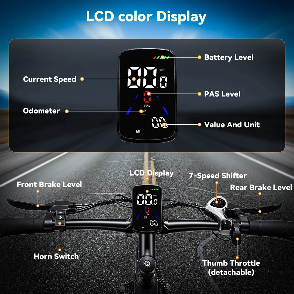 Nueva bicicleta eléctrica de montaña HEDA TX1, batería de litio de 48V 16Ah, motor trasero sin escobillas, 29", 7 velocidades, suspensión completa, bicicleta eléctrica todoterreno, pantalla LCD